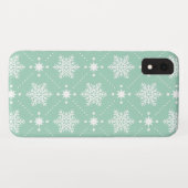 Muntgroen witte sneeuwvlokken kerstpatroon Case-Mate iPhone case (Achterkant (horizontaal))