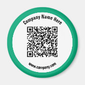 Muntgroene aangepaste QR-code en websitepromo Magneet (Voorkant)