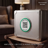 Muntgroene aangepaste QR-code en websitepromo Magneet