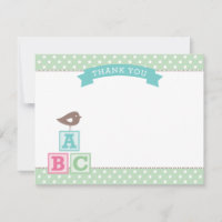 Muntgroene ABC-blokken Vogel Baby Shower