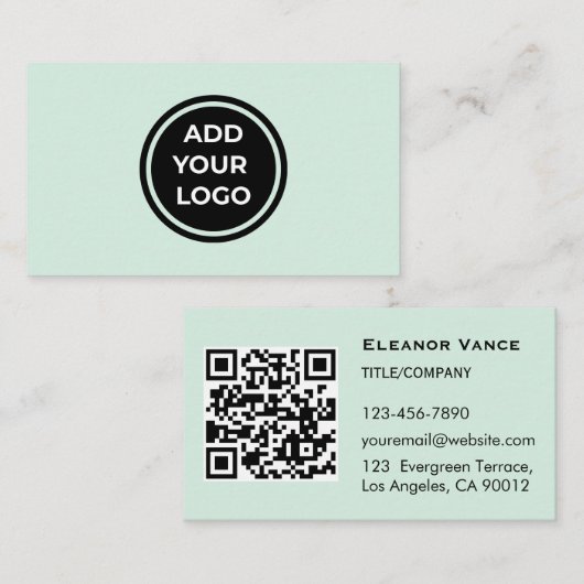 Muntgroene AddLogo Visitekaartje met QR-code (Voorkant / Achterkant)