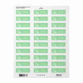 Muntgroene adreslabels met witte vlinders etiket (Full Sheet)