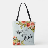 Muntgroene Aquarel Bloem Moeder van de Bruid Tote Bag (Achterkant)
