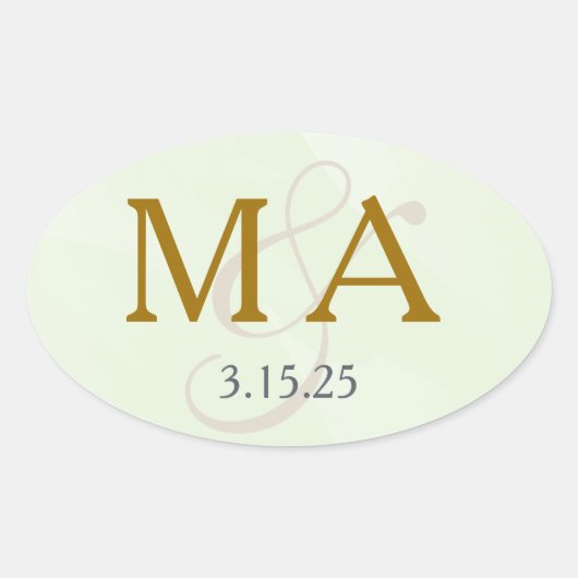 Muntgroene Aquarel Monogram Label (Voorkant)