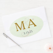 Muntgroene Aquarel Monogram Label (Envelop)