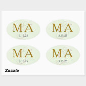 Muntgroene Aquarel Monogram Label (Vel)