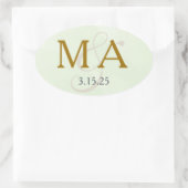 Muntgroene Aquarel Monogram Label (Tas)