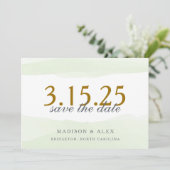Muntgroene Aquarel Save the Date Kaart (Staand voorkant)