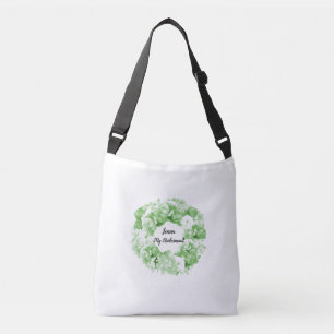 Muntgroene bloemenkrans bruidsmeisjestas crossbody tas