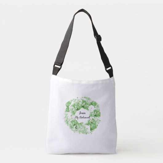 Muntgroene bloemenkrans bruidsmeisjestas crossbody tas (Voorkant)