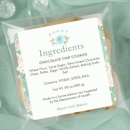 Muntgroene botanische bakkerij ingrediënten produc vierkante sticker