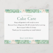 Muntgroene Botanische Cake Verzorgingsinstructies Bedankkaart (Voorkant)