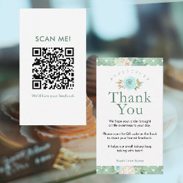Muntgroene Botanische Laat een Review QR Code Visitekaartje