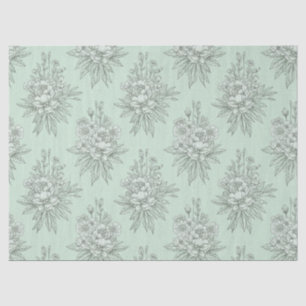 Muntgroene botanische toile met bloemboeketten tissuepapier