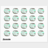 Muntgroene bruine babyshower sticker (Vel)