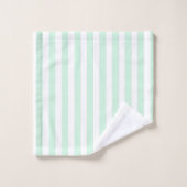 Muntgroene Cabana Strepen Geborduurde Initialen Bad Handdoek (Wasdoekje)