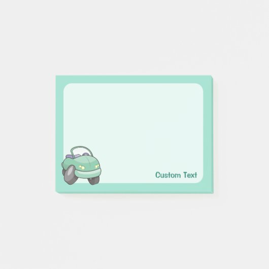 Muntgroene Cartoon Auto Post-it® Notes (Voorkant)