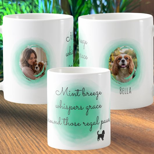 Muntgroene Cavalier King Charles Aangepaste Foto Koffiemok