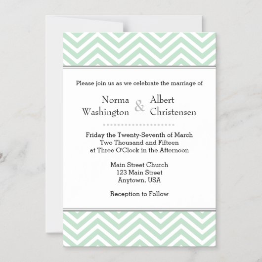 Muntgroene Chevron Magnetische Trouw Uitnodiging Magnetische Uitnodiging (Voorkant)