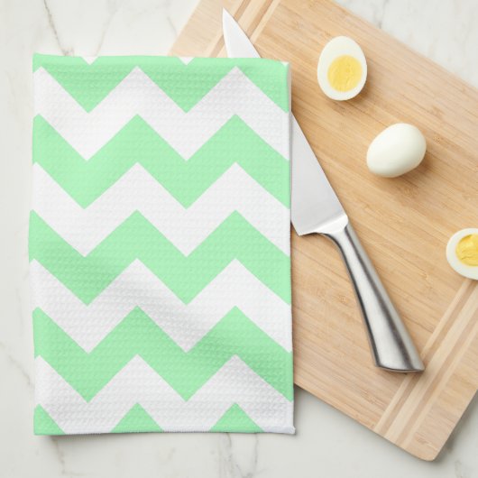 Muntgroene Chevron Theedoek (Quarter Fold)