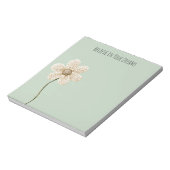 Muntgroene Crème Nep Gebreide Bloem Notitieblok (Linkerzijde)