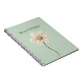 Muntgroene Crème Nep Gebreide Bloem Notitieboek (Rechterzijde)