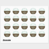 Muntgroene Damast monogramma trouw-/DIY-lettertype Ronde Sticker (Vel)