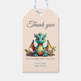 Muntgroene Draak Bedankt-feestcadeautag Cadeaulabel