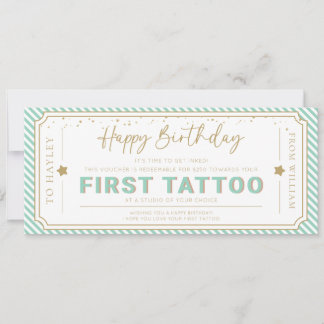 Muntgroene eerste tatoeage verjaardagscadeau bon kaart