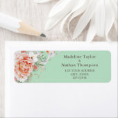 Muntgroene en bloemige retouradresstickers etiket (Insitu)