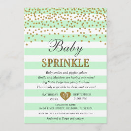 Muntgroene en gouden geslachtsneutrale baby sprink kaart