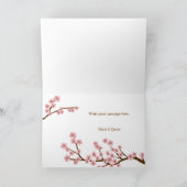 Muntgroene en roze kersenbloesem moderne dank je w bedankkaart (Binnen)