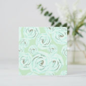 Muntgroene en turquoise roze uitnodiging (Staand voorkant)