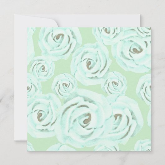 Muntgroene en turquoise roze uitnodiging (Voorkant)