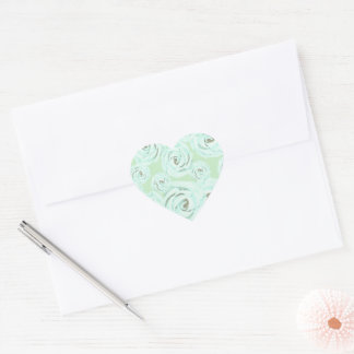 Muntgroene en turquoise rozenstickers met glazuur hart sticker