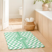 Muntgroene en witte Chevron Monogram Badmat