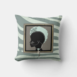 Muntgroene en zwarte zebraprint kussen