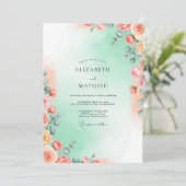 Muntgroene Etherische Waterverf Bruiloft Kaart (Staand voorkant)