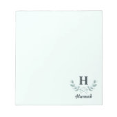 Muntgroene Eucalyptusblad Monogram Notitieblok (Voorkant)