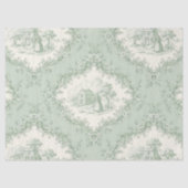 Muntgroene Franse Landelijke Bloem Toile - Boerder Tissuepapier (Voorkant)