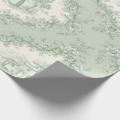 Muntgroene Franse landelijke bloemmetroile - Boerd Cadeaupapier (Hoek)