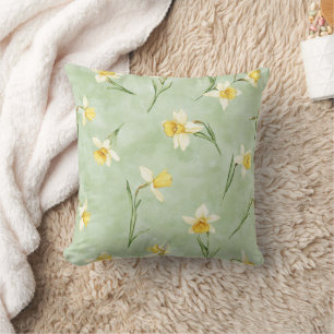 Muntgroene gele narcisbloemen kussen