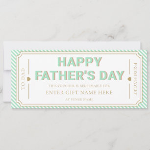 Muntgroene gelukskaart voor Vaderdag cadeaubon Kaart
