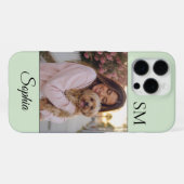 Muntgroene gepersonaliseerde naam initials één fot iPhone hoesje (Achterkant horizontaal)