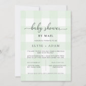 Muntgroene geruite babyshower-uitnodiging per post kaart (Voorkant)