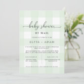 Muntgroene geruite babyshower-uitnodiging per post kaart (Staand voorkant)