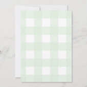 Muntgroene geruite babyshower-uitnodiging per post kaart (Achterkant)