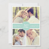 Muntgroene gestreepte Save the Date-aankondiging Kaart (Voorkant)