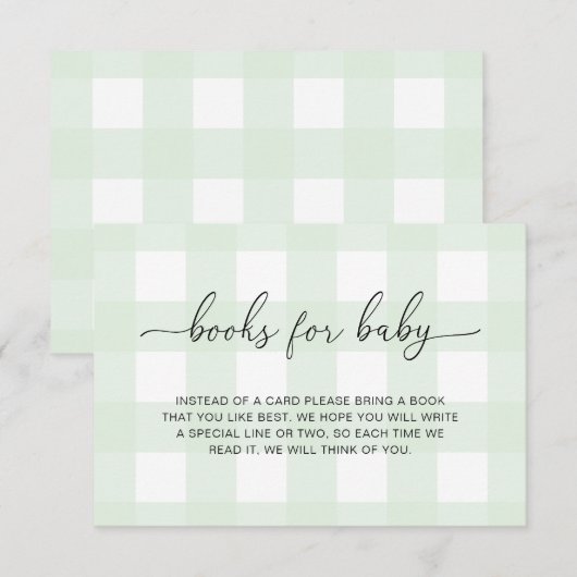Muntgroene Gingham Boeken Verzoek Insteekkaart Kaart (Voorkant / Achterkant)