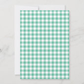 Muntgroene Gingham Geruite Baby Shower Kaart (Achterkant)